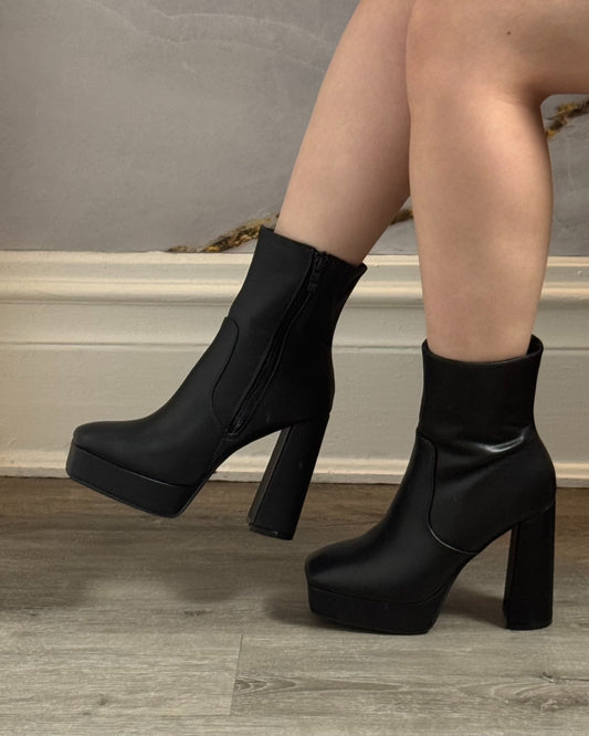 Black leather boots