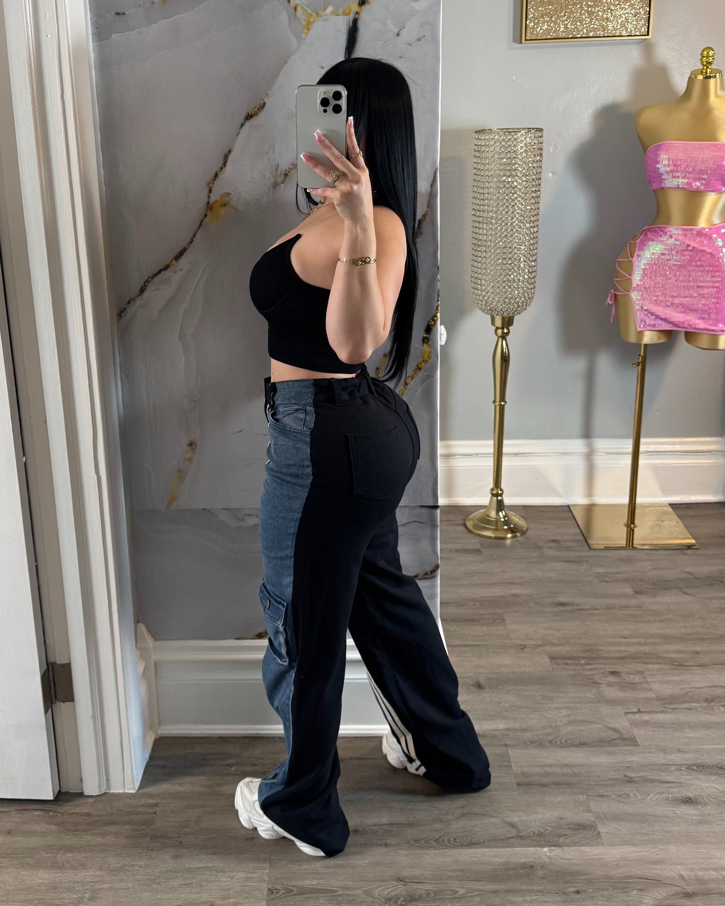 Edgy denim cargo