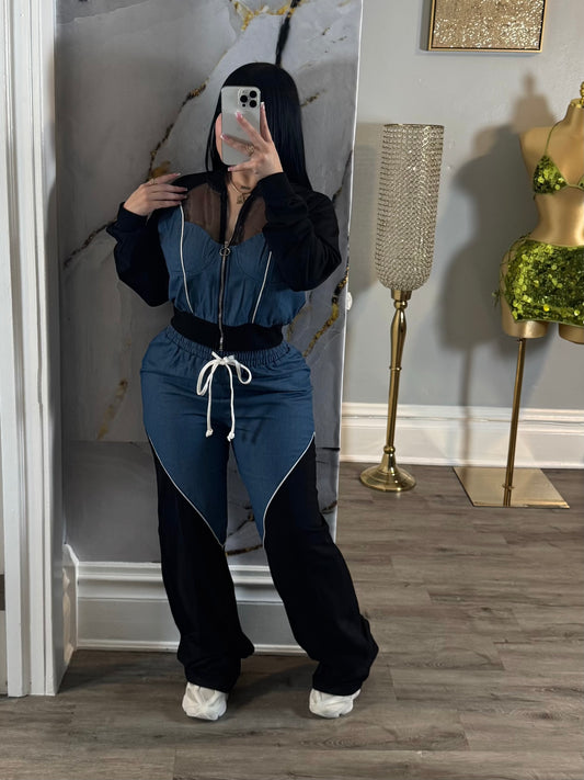 Mesh & denim set