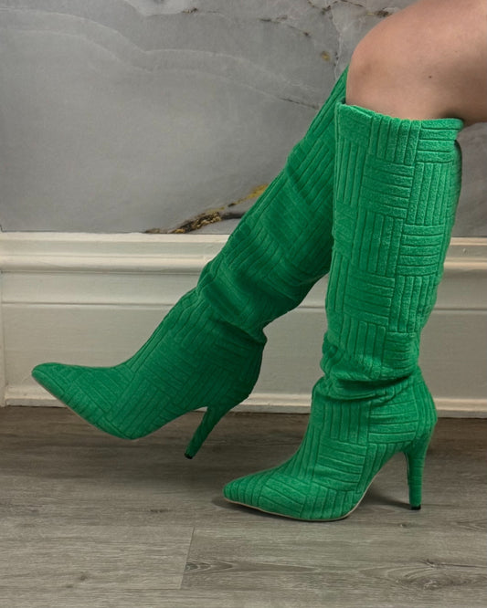 Green soft high boots