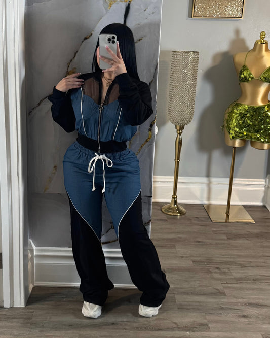 Mesh & denim set