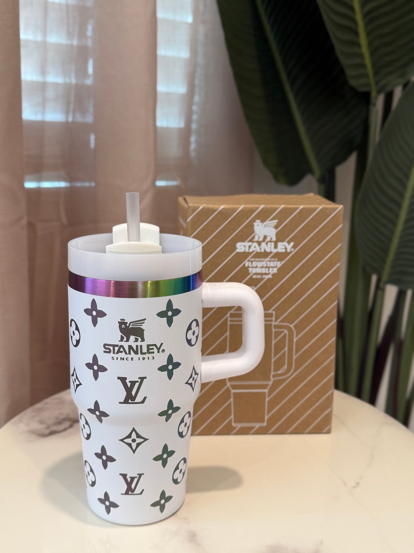 White LV Stanley 20oz
