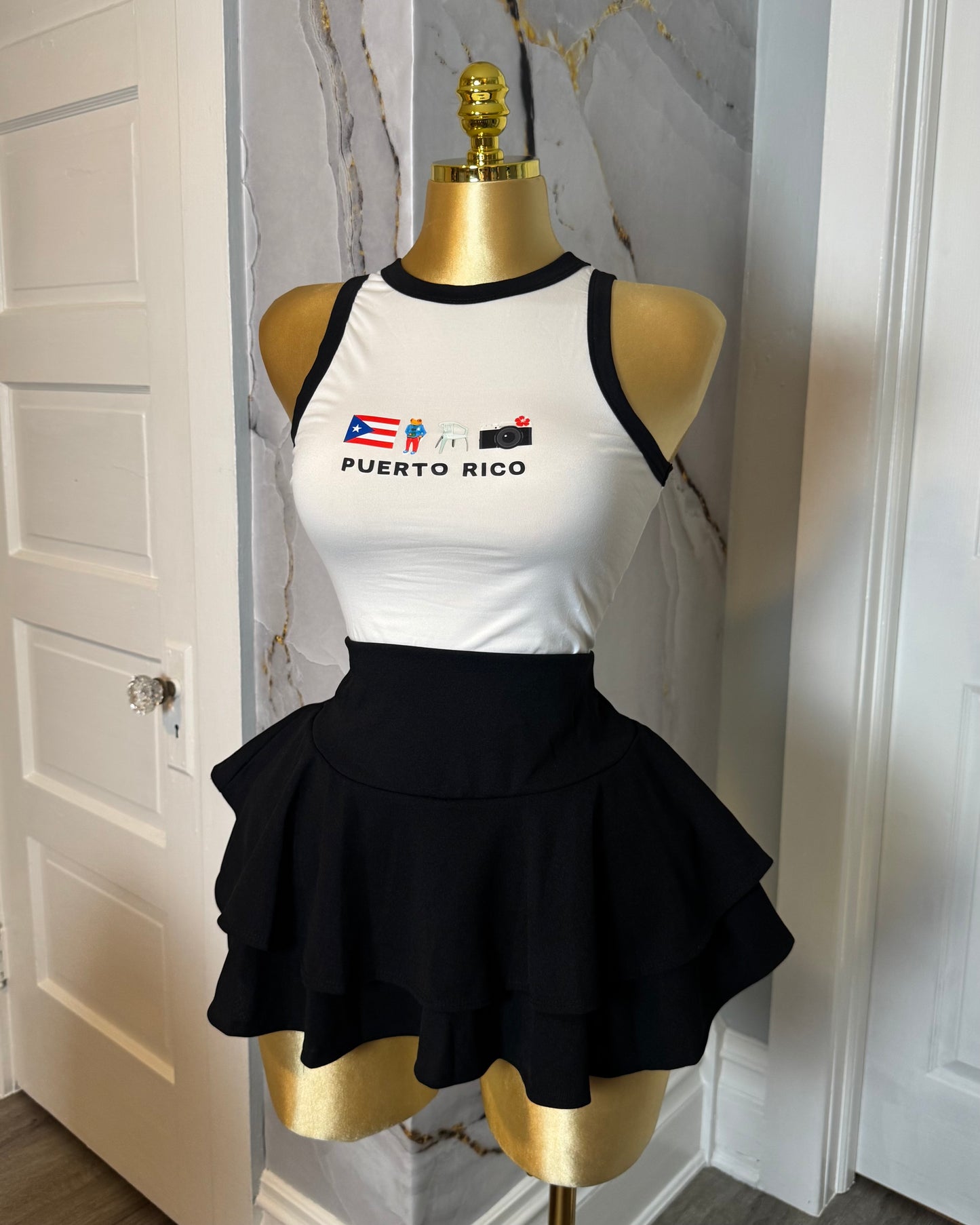 Black ruffle skirt