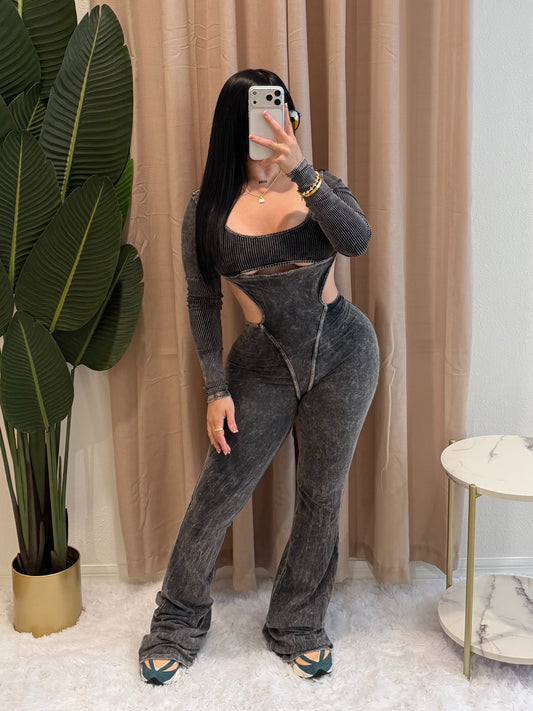 Mixed out jumpsuit (mineral)