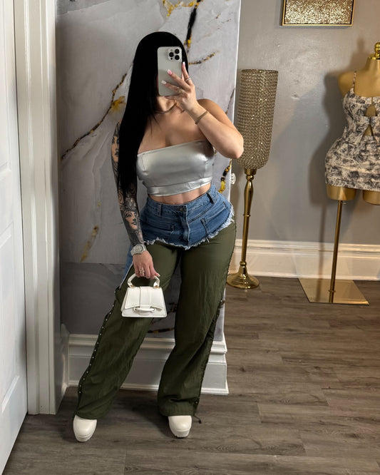 Olive denim pants