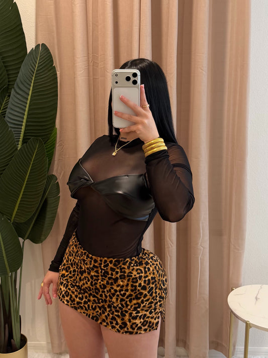 Faux leather bodysuit